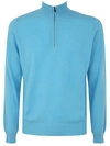 Filippo De Laurentiis Wool Cashmere Long Sleeves Half Zipped Sweater In Blue