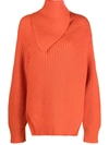 Jil Sander Long Sleeves Foulard Neck Cardigan Clothing In Orange