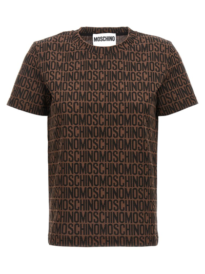 Moschino Women's Logo Crewneck T-shirt In Brown Multi