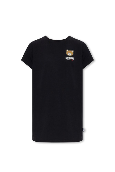 Moschino Teddy Bear Patch Long T In Black