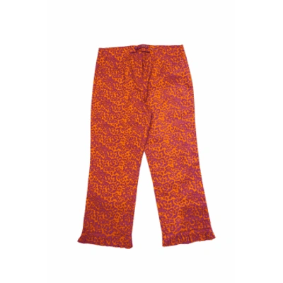 Stehmann Orange And Magenta Leopard Printed Pull On Trousers
