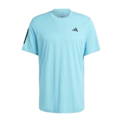 Adidas Originals T-shirt Club 3 Stripes Uomo Light Aqua In Blue