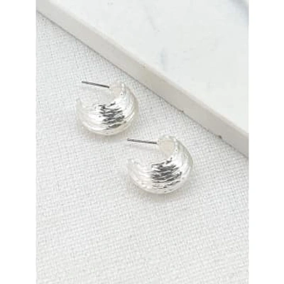 Envy Textured Hoop Earrings Silver In Metallic