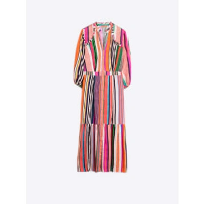 Vilagallo Brielle Dress Stripes Jacquard Print In Multi