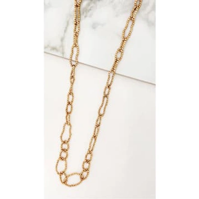 Envy Long Beaded Link Necklace Gold