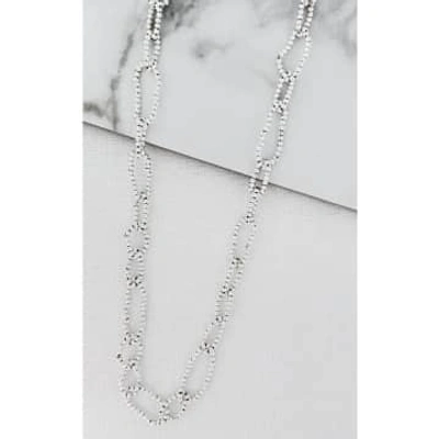 Envy Long Beaded Link Necklace Silver In Metallic