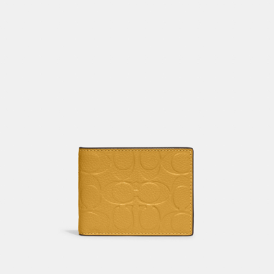 Coach Slim Billfold Wallet In Signature Leather In Yellow