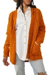 Free People Montana Cable Cotton Cardigan In Pumpkin Pie