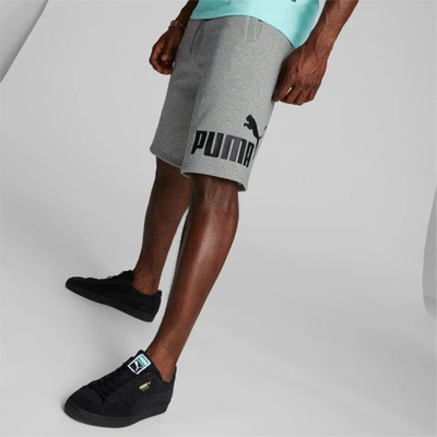 Puma Logo Men's 10" Shorts In Medium Gray Heather