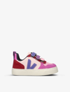 VEJA VEJA BOYS PURPLE KIDS V10 LOGO-EMBROIDERED LEATHER LOW-TOP TRAINERS 2-5 YEARS