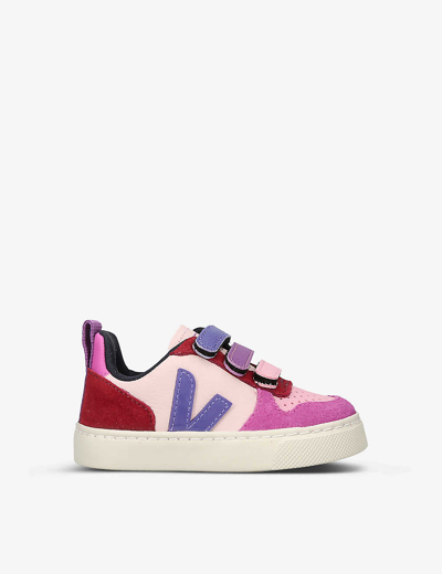Veja Boys Purple Kids V10 Logo-embroidered Leather Low-top Trainers 2-5 Years
