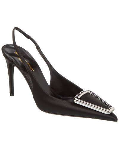 Saint Laurent Avenue Patent Leather Slingback Pumps In Black