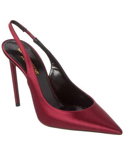 Saint Laurent Zoe 105 Satin Slingback Pump In Purple