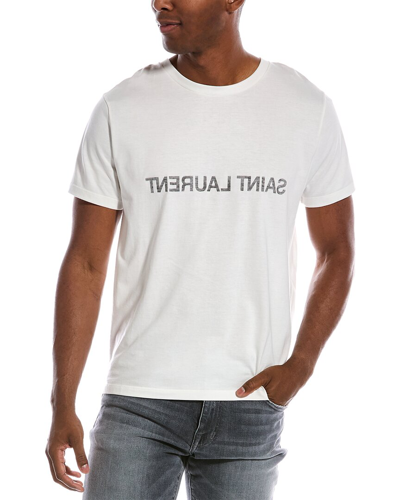 Saint Laurent Cotton T-shirt In Reverse Design In White
