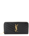 Saint Laurent Monogramme Grain De Poudre Zip-around Wallet In Black