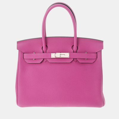 Pre-owned Hermes Pink Togo Leather Palladium Hardware Birkin 30 Bag