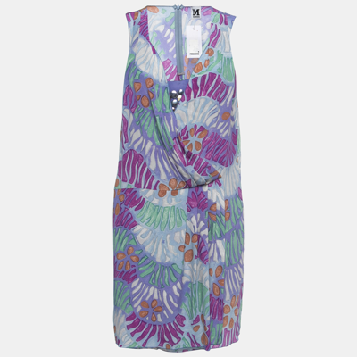 Pre-owned M Missoni Multicolor Print Silk Sleeveless Draped Short Dress M