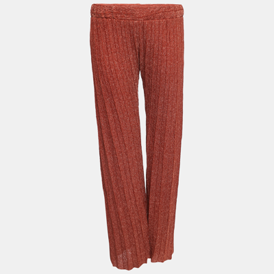 Pre-owned M Missoni Brown Lurex Knit Palazzo Trousers M