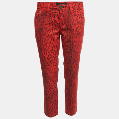 Pre-owned Just Cavalli Red Animal Print Denim Jeans M Waist 28"