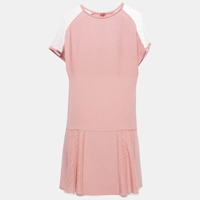 Pre-owned Red Valentino Salmon Pink Crepe & Tulle Shift Dress S