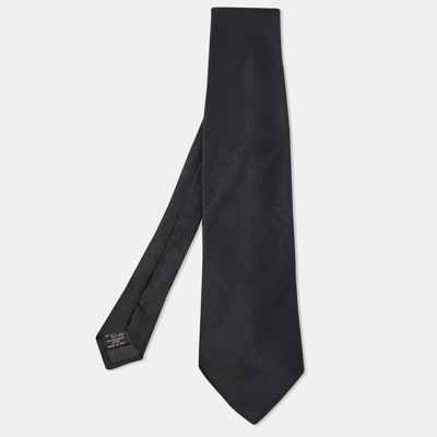 Pre-owned Giorgio Armani Black Dot Jacquard Pattern Silk Tie