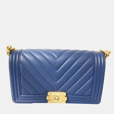 Pre-owned Chanel Boy Bag Bag In Blue