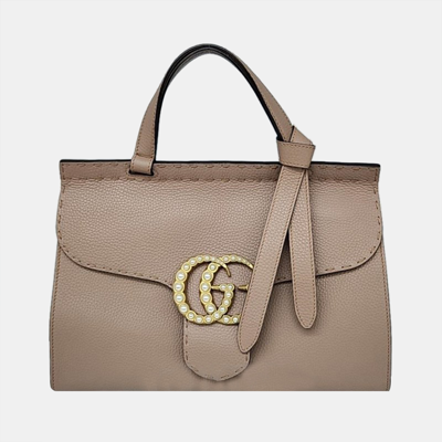 Pre-owned Gucci Marmont Bag In Beige