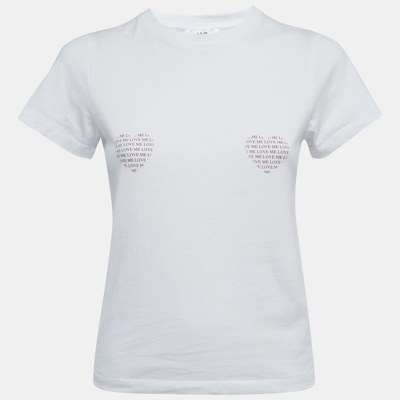 Pre-owned Victoria Victoria Beckham White Love Print Cotton Crew Neck Short Sleeve T-shirt S