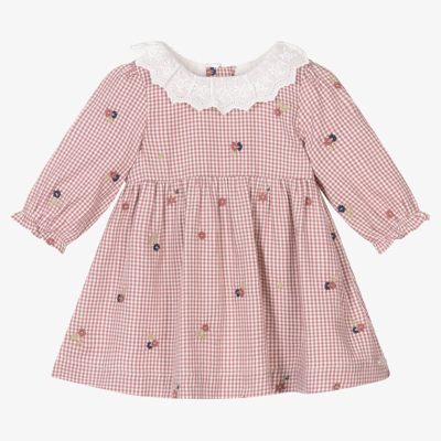 Tartine Et Chocolat Babies'  Girls Pink Gingham Embroidered Dress In Purple