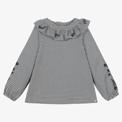 Tartine Et Chocolat Kids'  Girls Navy Blue Gingham Blouse