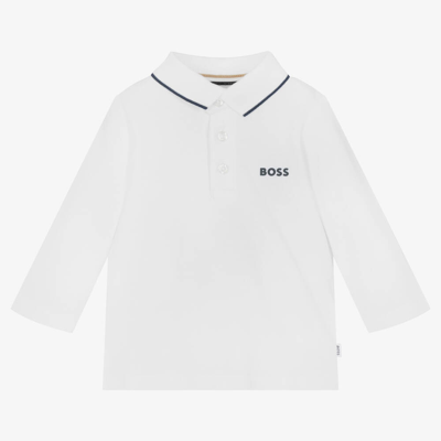 Hugo Boss Boss Baby Boys White Cotton Polo Shirt