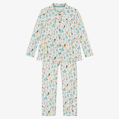 Frugi Kids' Girls White Fairy Print Organic Cotton Pyjamas