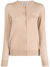 Miu Miu Intarsia-knit Cashmere Cardigan In Beige