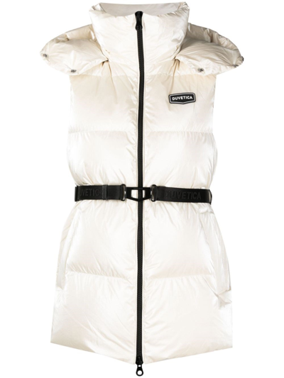 Duvetica Belted Padded Gilet In Cream