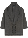 Alanui Relaxed Fit Cashmere Cardigan With Shawl Collar And Fringed Edges In Gray