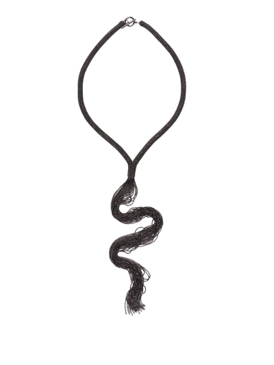 Brunello Cucinelli Monili Tie Necklace In Black  