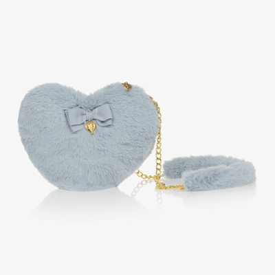 Angel's Face Kids'  Girls Blue Faux Fur Heart Handbag (22cm)
