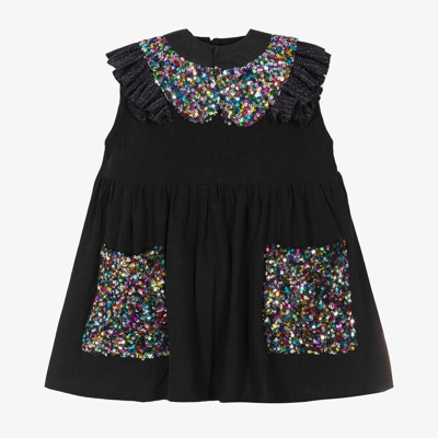 Wauw Capow By Bangbang Kids' Clementine Konfetti Sequin-embellished Dress In Black