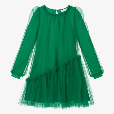 Monnalisa Teen Girls Green Tulle & Jersey Dress