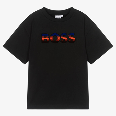 Hugo Boss Boss Teen Boys Black Cotton T-shirt