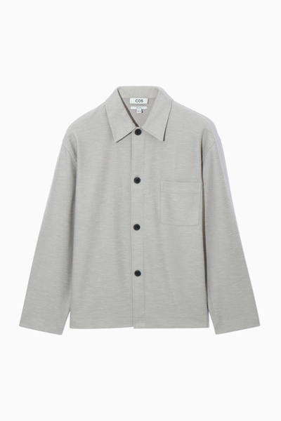 Cos Relaxed Fit Bouclé Button-up Overshirt In Grey Dusty Light Ky