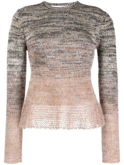 Proenza Schouler White Label Multi-color Marl Knit Crewneck Sweater In Beige