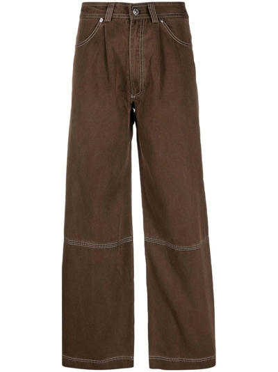 Rodebjer Wide-leg Lyocell Trousers In Brown
