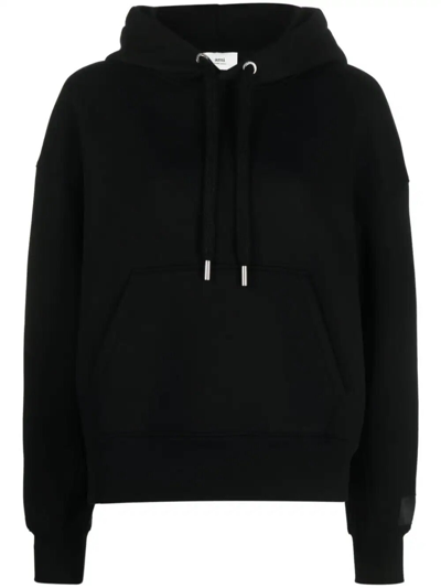 Ami Alexandre Mattiussi Ami De Coeur Organic Cotton Blend Hoodie In Black  