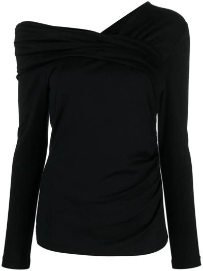 Diane Von Furstenberg Dolores Asymmetric Blouse In Black  