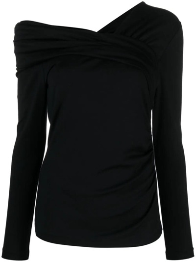 Diane Von Furstenberg Dolores Asymmetric Blouse In Black