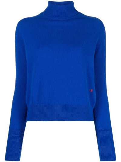 Victoria Beckham Fine-knit Roll-neck Jumper In Light Blue