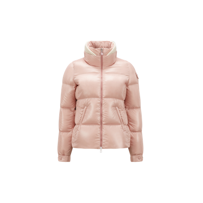 Moncler Sweat Zippé Matelassé En Coton In Pink