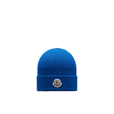 Moncler Collection Wool Beanie Blue In Bleu
