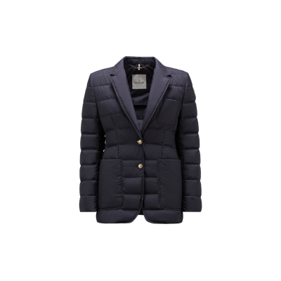 Moncler Collection Blazer En Duvet Panure In Blue